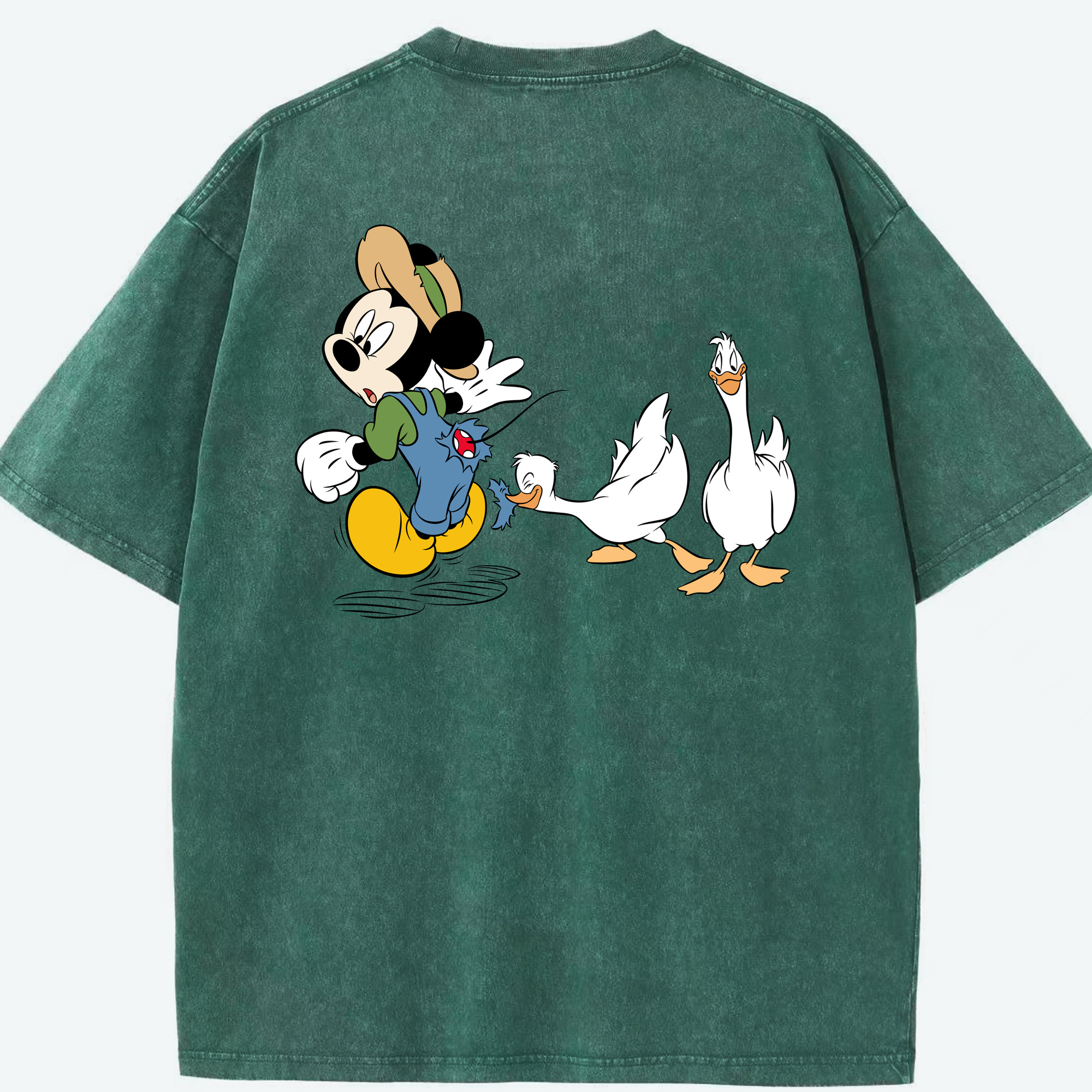 （画像用） ミッキーマウス Mickey Mouse 綿100% ヴィンテージ風 半袖Tシャツ（背面プリント）